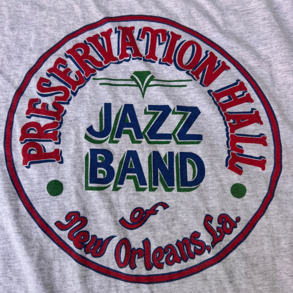 Vintage Jerzees Preservation Hall Jazz Band New Orleans T-Shirt XL Heather Gray - Picture 2 of 5